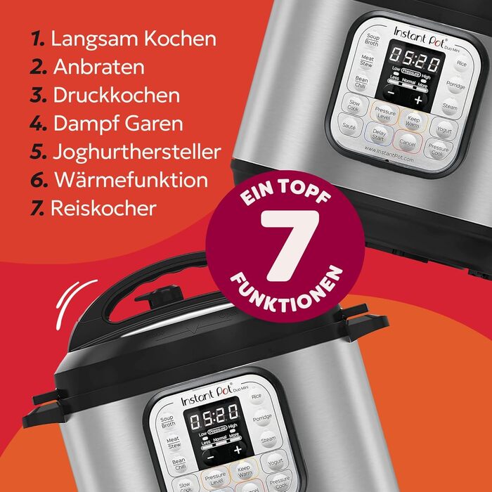Мультиварка Instant Pot Duo 7-в-1, 5.7 л, нержавіюча сталь, мультикухня для приготування різноманітних страв
