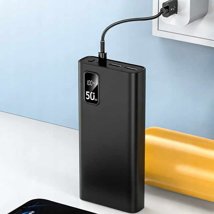 Потужний зовнішній акумулятор (Power Bank) 50000mAh 22.5W, швидка зарядка USB-C, тонкий корпус
