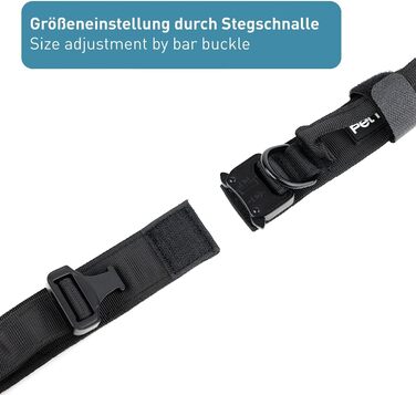 Нашийник для собак PetTec з неопрену та нейлону з ручкою, м'який, регульований, водонепроникний, для малих та великих собак, комплект з повідком, розмір L (51-61 см), чорний