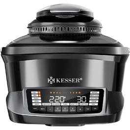 Мультиварка KESSER® 8л з фритюрницею та 16 програм - гриль, випічка, тушкування, приготування на пару, підтримка тепла, швидка обробка, рисоварка, йогуртниця (антрацит)