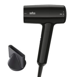 Фен для волосся Braun HD1.5 (BRHD150E) компактний дорожній, 1800 Вт, 3 режими температури та швидкості, з насадкою-концентратором, чорний