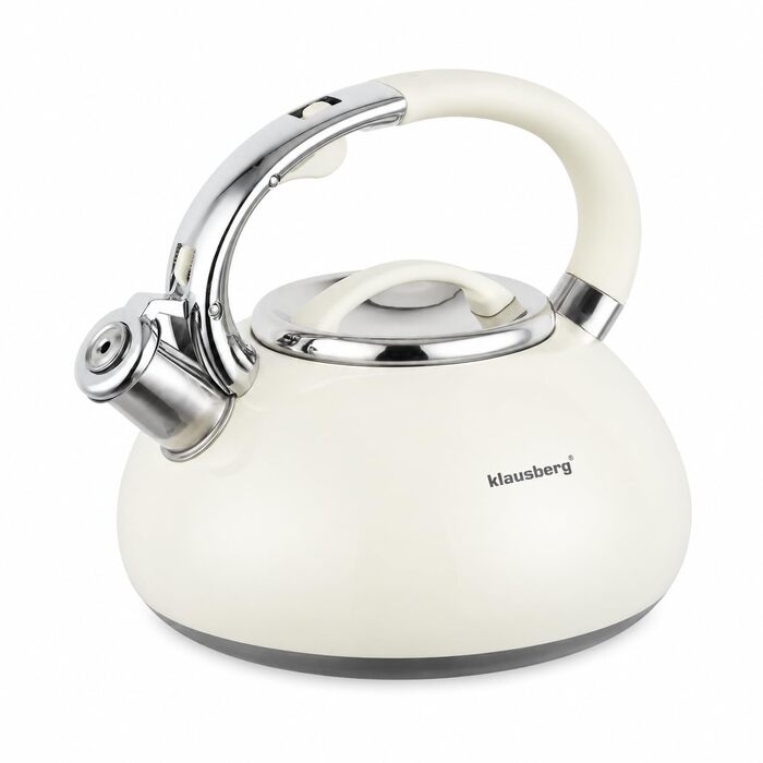 Чайник емальований Klausberg KB7107 Creme 2.5л для плити, нержавіюча сталь