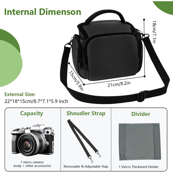 Сумка для камери Ainiv: фотосумка для DSLR/SLR камер Canon, Nikon, Sony (зелена/чорна)