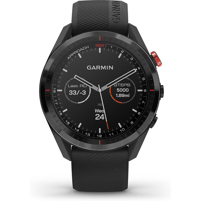 Годинник GPS Garmin Approach S62, чорний - гольф навігатор з інтегрованим віртуальним каді та картографією