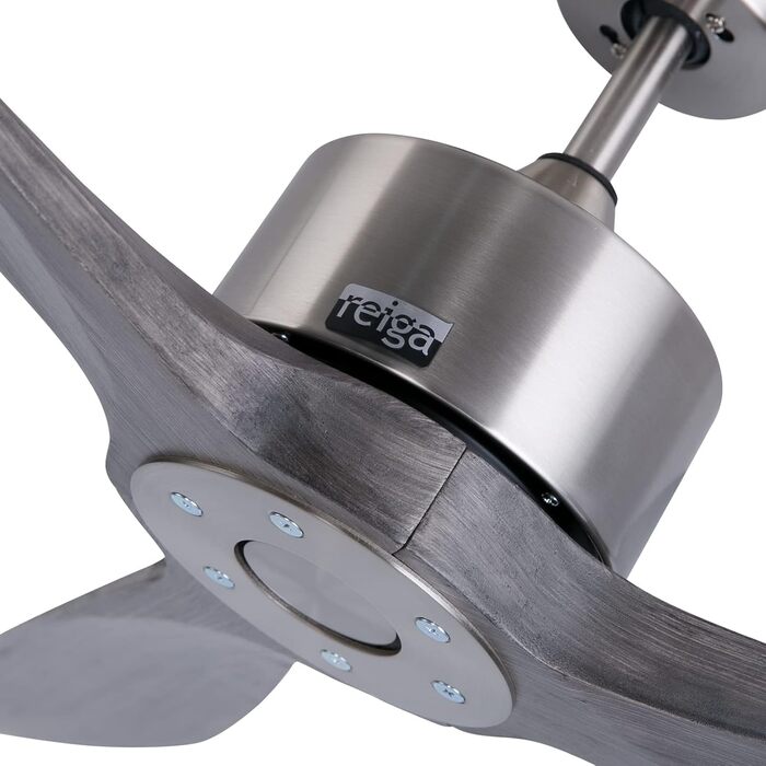 Стеляний вентилятор Reiga з імітацією дерева, 165 см, DC-двигун, керування пультом та Smart Home, 6 швидкостей, колір: коричневий, для внутрішнього та зовнішнього використання