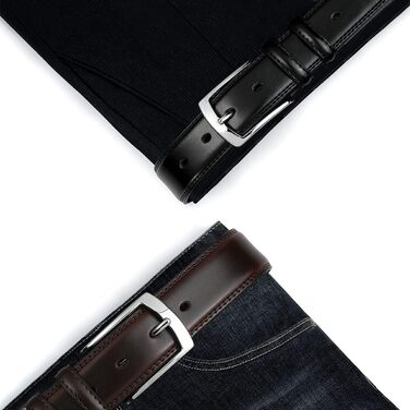 Чоловічий шкіряний ремінь VRLEGEND 35 мм для бізнесу та офіційних заходів, ремінь до костюма, з подарунковою коробкою, чорний, розмір 38W-41W (120 см)