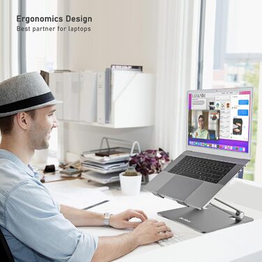 Adjustable Laptop Stand with Cooling Fan - Compatible with 11-15 inch Laptops (MacBook Pro/Air, Dell, Samsung, HP)