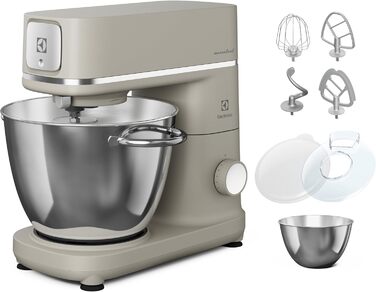 Кухонний міксер-тістоміс Electrolux EKM5570 Platinum Pearl, нержавіюча сталь, 1200 Вт, 10 швидкостей, з вінчиком та кришкою