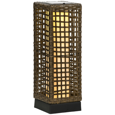 Сонячний ліхтар Outsunny з ротангу, LED, з датчиком світла, вологостійкий, 15,5x15,5x46 см, для саду та тераси