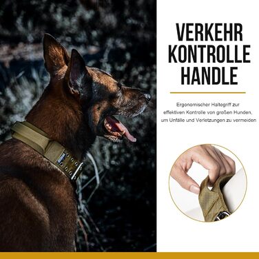 OneTigris Пояс для собак 5 см з ручкою та патчем, великі породи (XL, Коричневий)