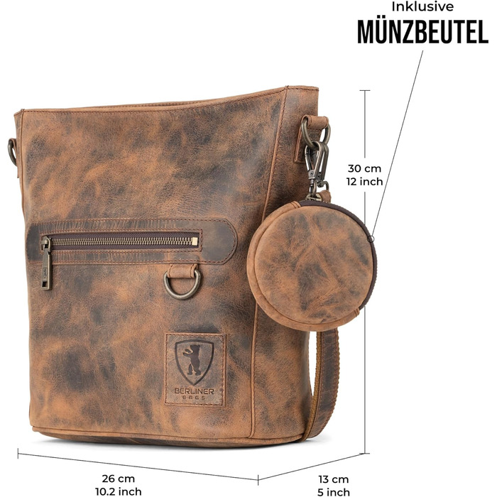 Сумка через плече Berliner Bags Siena Vintage з натуральної шкіри (Earth) - жіноча сумка-месенджер середнього розміру