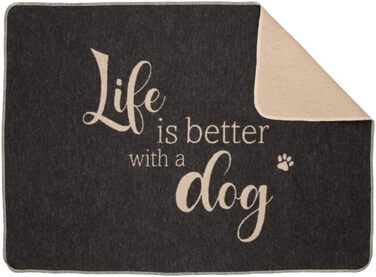 Підстилка для домашніх тварин David Fussenegger Life is Better Dog, маленька, антрацитова, 90x70 см, 7319/98