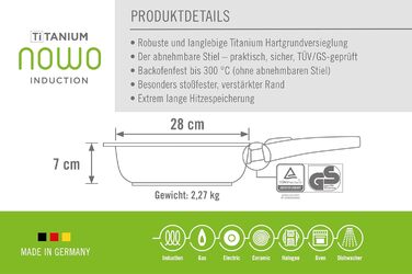 Сковорода Woll Nowo Titanium 28 см, 7 см, знімна ручка, антипригарна, для всіх плит, індукційна