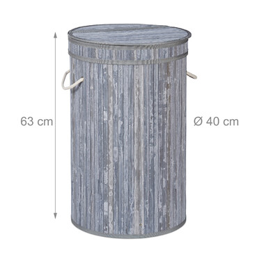 Relaxdays Laundry Basket Bamboo with Folding Lid