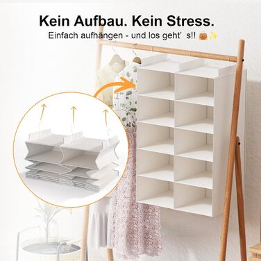 Органайзер для одягу на 6 рівнів, розкладний, з 3 металевими гачками – для шафи, спальні, гуртожитку