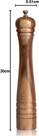 DeroTeno pepper mill made of acacia wood with stainless steel grinding mechanism, H 30 cm