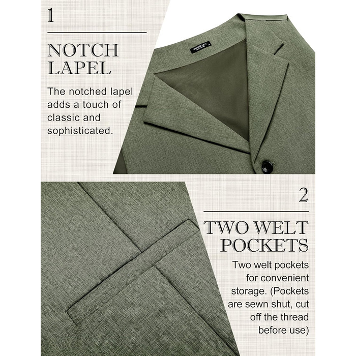 Жилет чоловічий COOFANDY, підходить до відрізного коміра, повсякденний, оливковий (S)