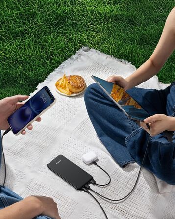 Power Bank Charmast 26800mAh з 4 виходами та 3 входами, USB-C, для iPhone, iPad, Samsung, чорний