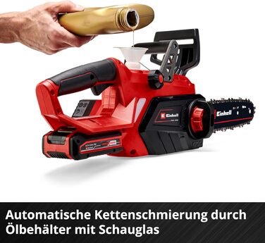 Акумуляторна ланцюгова пила Einhell GE-LC 18/25 Li-Solo Power X-Change (18 В, довжина шини 23 см, з АКБ 3.0 Аг та зарядним пристроєм)