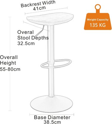 YOUNIKE Adjustable Bar Stools 2-Pack - Wooden Swivel Bar Height Stools with Footrest for Kitchen & Bar - Antique Brown