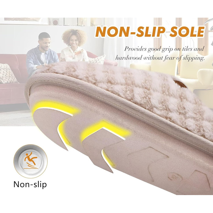 Чоловічі халати-тапочки COFACE з піною для відпочинку, теплі, з вовняної тканини, пухнасті, з антиковзною гумовою підошвою, розмір 40-49 (41 EU, бежевий, пухнастий)