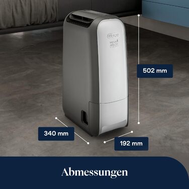 Зволожувач повітря De'Longhi Tasciugo AriaDry Light - портативний, з іонізацією, технологія цеоліту, 7.5 л/день, сушка білизни, сірий (DNS65)