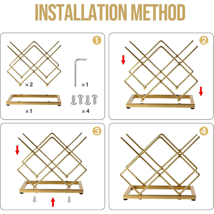 Стійка для вина Drincarier на 5 пляшок, золотиста, металева, для дому, на стіл, для шафи, комори, зберігання вина
