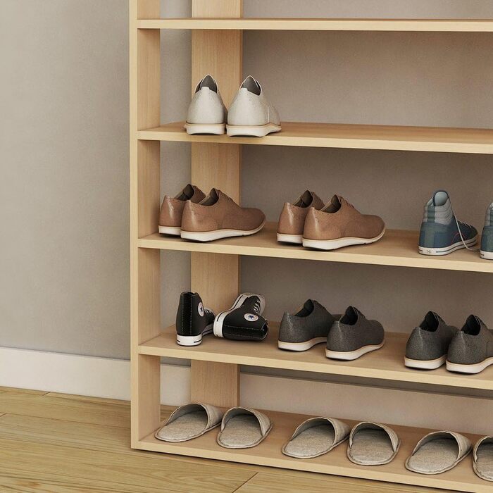 5-Tier Shoe Rack Shoe Cabinet Wood, 75 x 30 x 94.5 cm Shoe Storage Shoe Stand for Living Room, Entrance Hall, Hallway, (White Maple)