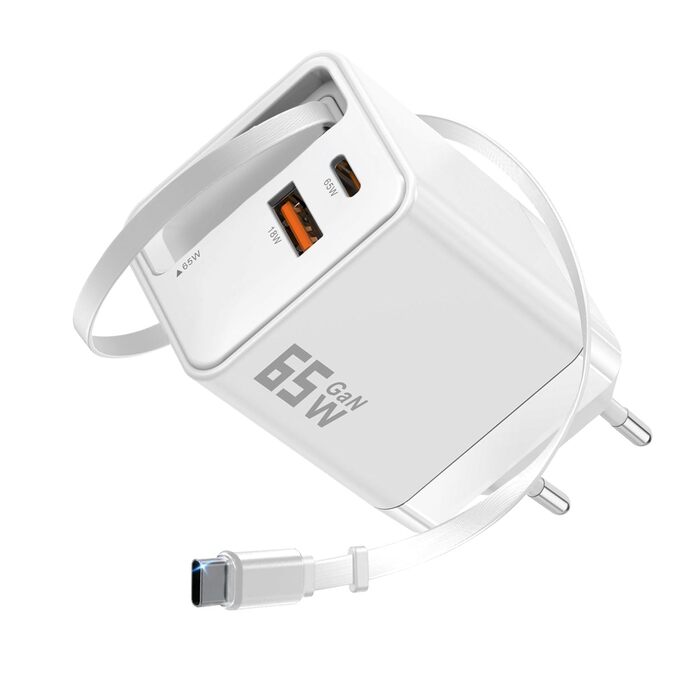 Зарядний пристрій GaN III 10-в-1 USB-C PD 140W/100W QC20W для ноутбука, MacBook, iPad, iPhone, Samsung Galaxy – білий