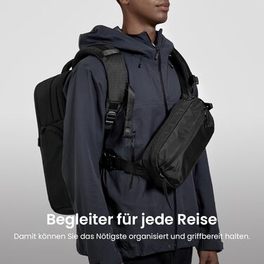 tomtoc Anti-Diebstahl Sling Bag 3,5L: Сумка на плече, через тіло, чорна, RFID-захист, для Switch, iPad mini, EDC, подорожі