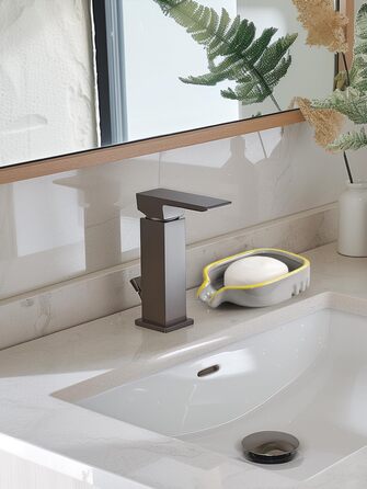 Керамічна мильниця BosilunLife з піддоном – неслизька підставка для мила, квадратна, сучасний мінімалізм для ванної, душу, кухні, умивальника (Сірий, Зелений)