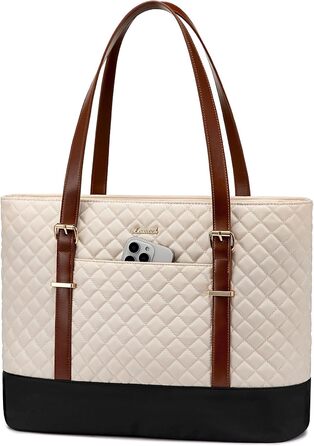 Сумка для ноутбука LOVEVOOK 15.6 дюймів, жіноча, універсальна: сумка-шоппер, ділова, для навчання, водонепроникна, чорна, біла, коричнева