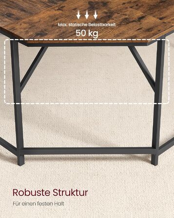 Кутовий письмовий стіл VASAGLE L-подібний комп'ютерний стіл, 140 x 140 x 74,7 см (Вінтажний коричневий + чорний)