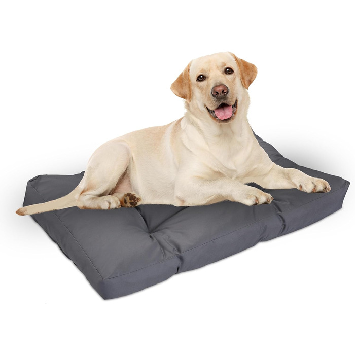 Крісло-ліжко для собак Relaxdays, 110 x 90 см, м'який лежак для великих собак, вологостійкий, можна прати, лежанка для тварин (Сірий, L 65 x B 90 x H 10 см)
