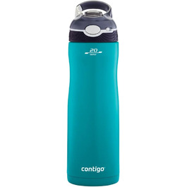 Contigo Ashland Chill Autospout Water Bottle with Straw, Stainless Steel Water Bottle, Leak-Proof, Insulated Bottle for Sports, Biking, Hiking, 590 ml, (Scuba)