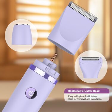 Електричний жіночий триммер 3-в-1 для обличчя, тіла та зони бікіні. Вологостійкий, з LCD-дисплеєм (фіолетовий)