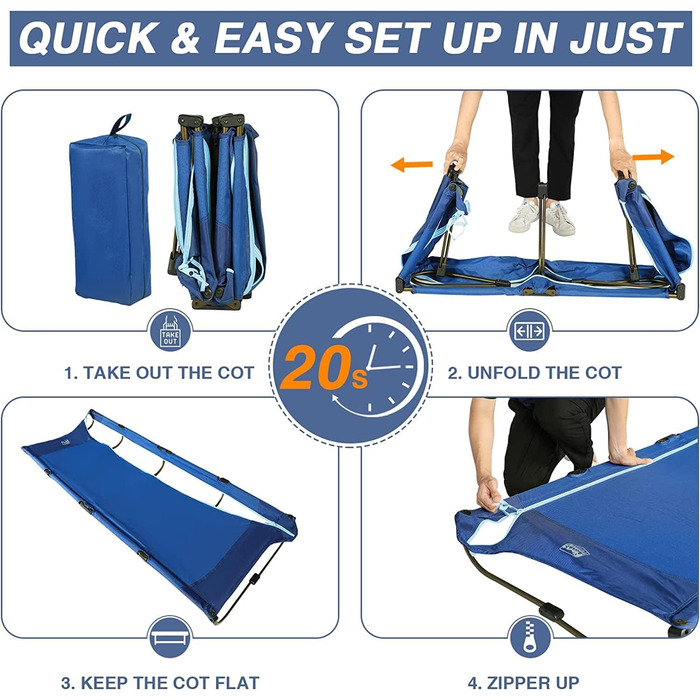 Легке туристичне ліжко Timber Ridge: складане, портативне, для кемпінгу та відпочинку на природі (120 кг)