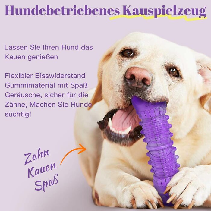 HETOO Dog Toy, Indestructible, Durable, Squeaky, Chew Toy for Aggressive Chewers, Large and Medium Dog Breeds, Dental Care (Large, Purple Gray)
