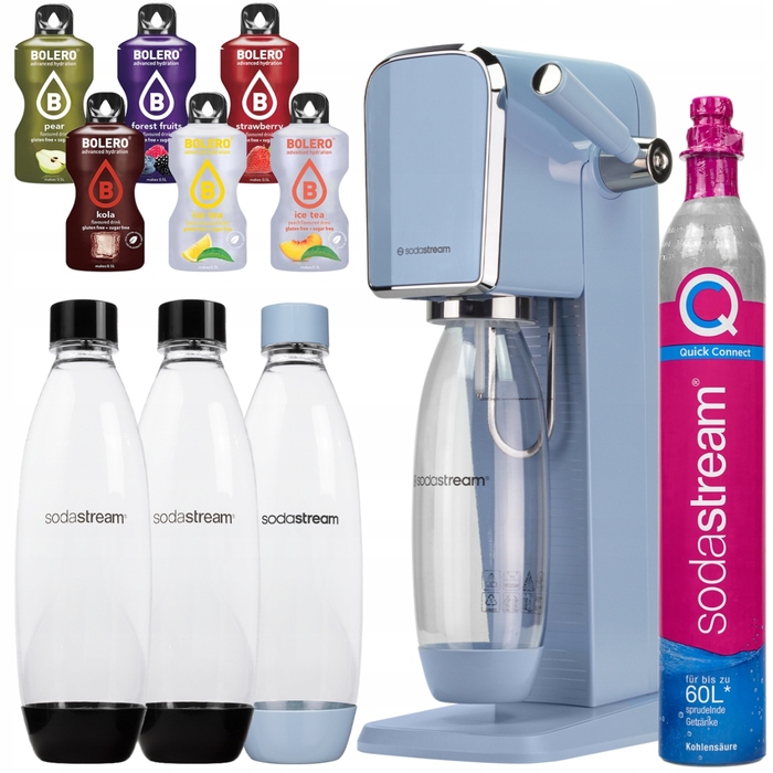 Сифон для води SodaStream Art, синій, 3 пляшки по 4000 мл, з балоном CO2