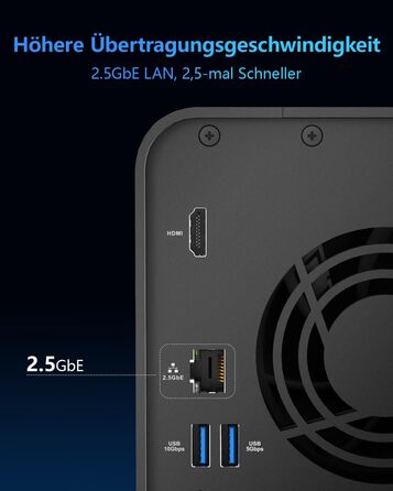 TERRAMASTER F2-425: 2-Bay NAS з Intel x86 Quad-Core CPU, 4 GB RAM, 2.5 GbE LAN - Мережевий сховище для дому (без жорсткого диску)