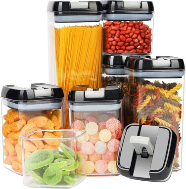 Набір контейнерів для зберігання продуктів 7 шт. - герметичні, з етикетками, для кухні