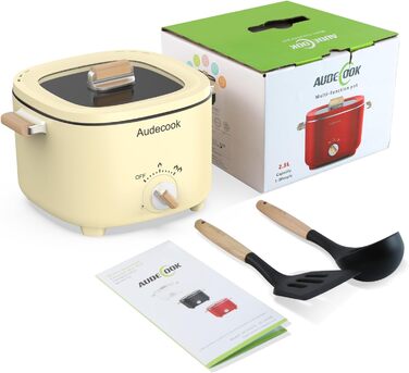 Електричний хот-пот Audecook 2.5L: мультиварка для 1-3 осіб з антипригарним покриттям (бежевий)