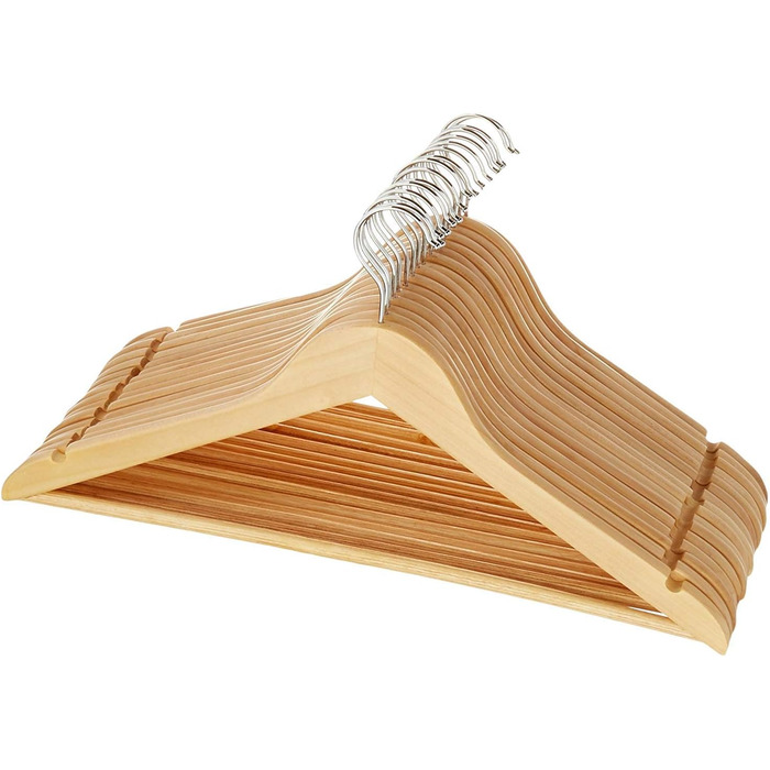 Дерев'яні вішалки для одягу преміум-класу: міцна штанга та вирізи для плечей, ідеально підходять для чоловічого та жіночого одягу, довговічне рішення для зберігання в шафі