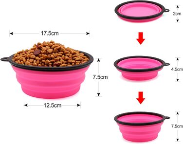 Складні миски для собак та котів SLSON (2 шт.) – 1000 мл, оранжевий та рожевий кольори