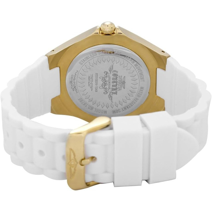 Жіночий кварцовий годинник Invicta Angel — 38мм, золотистий зі сталі, білий циферблат
