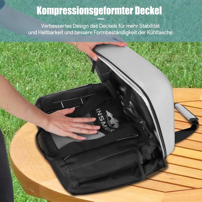 INSMEER Холодильна сумка велика 36L, 50 банок, складана, з жорстким EVA-кришкою, водонепроникна, ізольована сумка-холодильник для пікніка, кемпінгу, пляжу