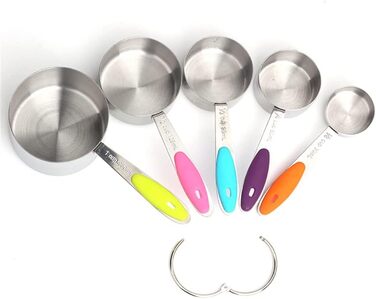 Baking tools, kitchen baking tools, stainless steel measuring cups, 5-piece set (Color: A, Size: as shown)