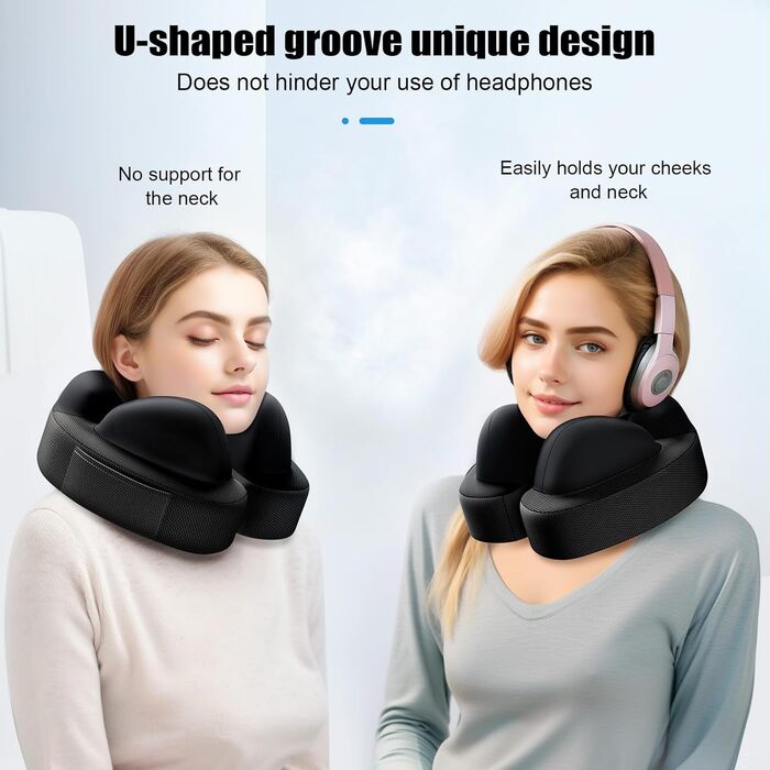 Подушка для шиї JINXIA: М'яка версія з memory foam для подорожей (літак, авто, поїзд, офіс)