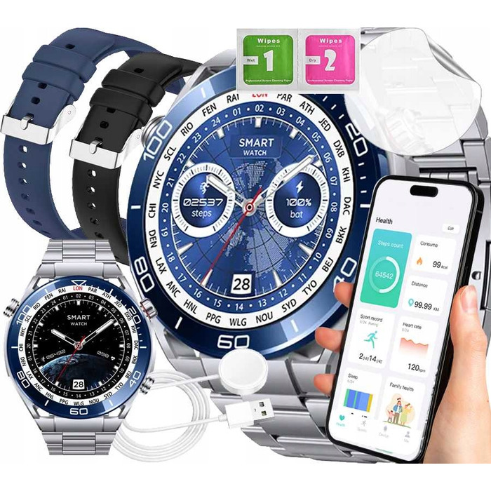 Чоловічий смартгодинник Smart-Trend SMARTWATCH PRO SILVER, чорний
