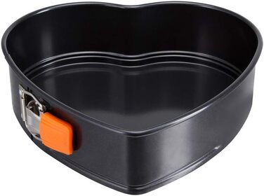 Форма-серце для випічки Le Creuset, антипригарна, 24,8×23,8×6,9 см, сталева, для кислого тіста, антрацит/помаранчева